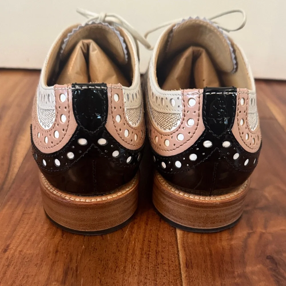 Angela Scott Women's Oxfords- Black, Pink, and Cream - Picture 4 of 8